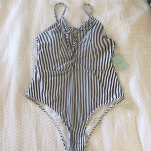 NWT Black and white stripe one piece